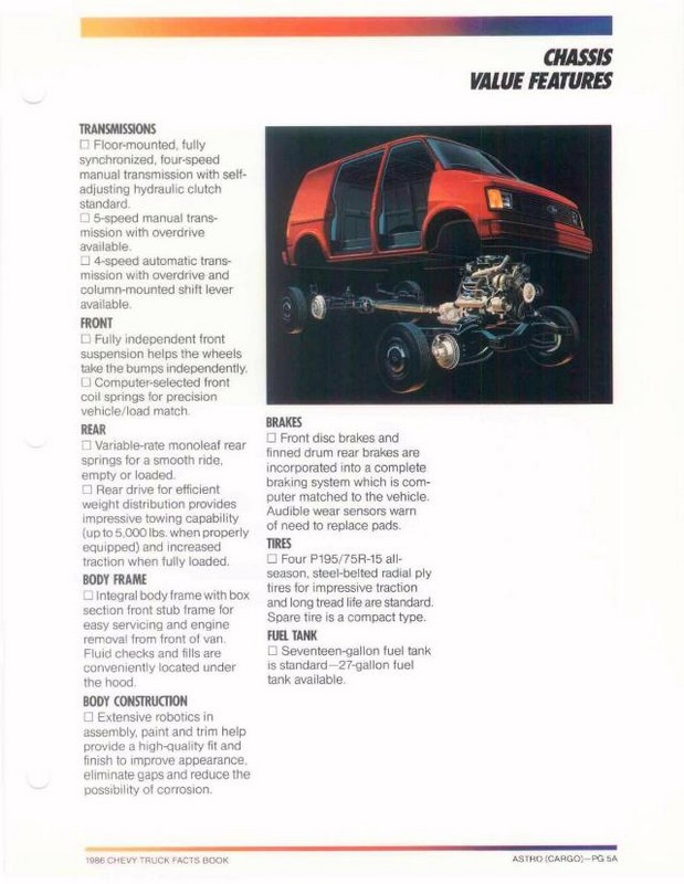1986 Chevrolet Truck Facts Brochure Page 70